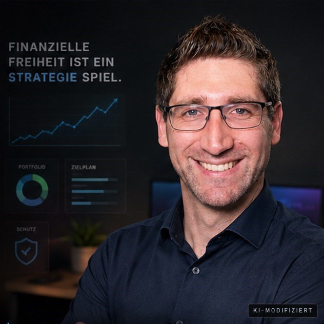 Eric Gutgesell, lächelnd mit verschränkten Armen vor einem Schreibtisch mit Monitoren — KI-modifiziertes Bild